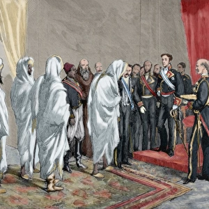 Alphonse XII receiving the congratulations of the Moroccan e