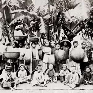 Annamite porters with baskets, French Indochina, Vietnam