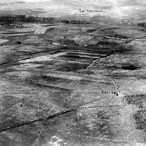 Annotated aerial shot of Western Front, France, WW1