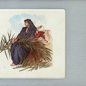 Arab Woman with palm fronds, Egypt