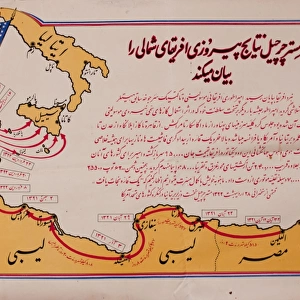 Arabic writing on a map of Italy and North Africa, WW2