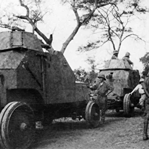 Armoured cars en route to Handeni, East Africa, WW1