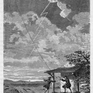 Benjamin Franklin Conducting Lightning Experiments Print Benjamin Franklin Conducting Lightning Experiments Print