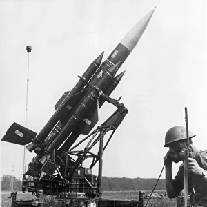 BAC Thunderbird ground-to-air missile ready for launch