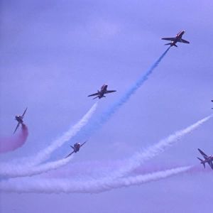 BAe Systems Hawks RAF Red Arrows break Swinderby 1983