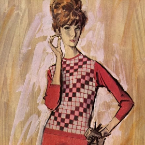 Ballantyne pullover and skirt, - sixties woman