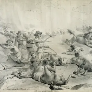 Print of The Last Battle of Gen. Custer Engraving Print of The Last Battle of Gen. Custer Engraving