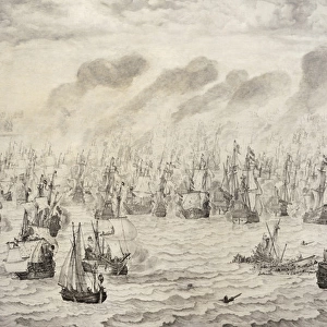 The Battle of Terheide, 1657, by Willem van de Velde I1611-1