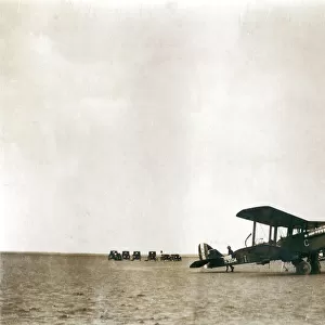 Two biplanes with ground support vehicles, Iraq