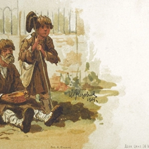 Blind Russian Beggar and ragged child