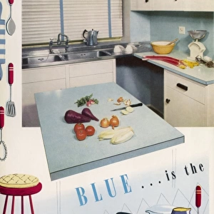 Blue 1950s kitchen