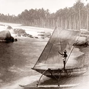 Boats on the beach Ceylon Sri Lanka, c. 1880s