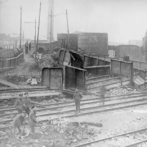 Bomb damage and repair of railway - Fives junction, Belgium
