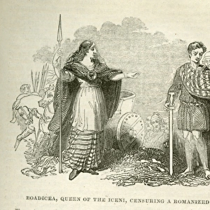 Boudicca, Queen of the Iceni censuring a Romanized Briton