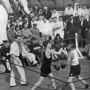 Boxing match on deck of the Berengaria