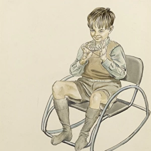 Boy playing cats cradle