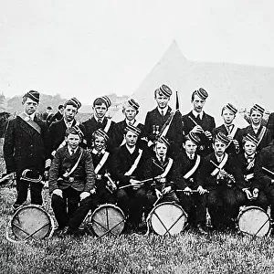 Boys Brigade band at camp, early 1900s