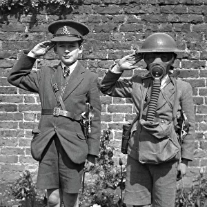 Two boys saluting