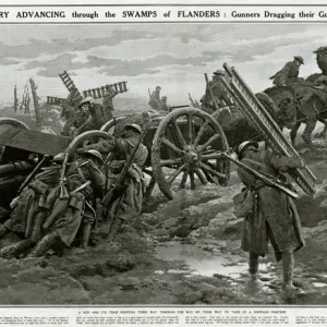 British artillery advances through Flanders mud