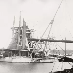 Building Panama canal, dredger