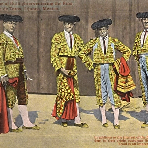 Four bullfighters, Plaza de Toros, Tijuana, Mexico