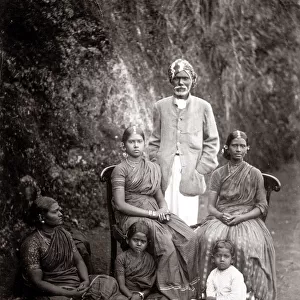 c. 1880s India Ceylon Sri Lanka - Tamil family