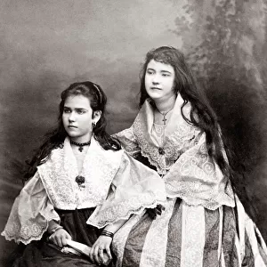 c. 1890s - Chile - two young Chilean women in ornate dresses
