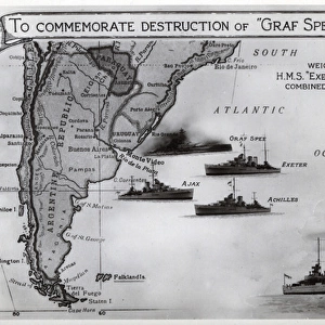 Card commemorating Graf Spee destruction, WW2