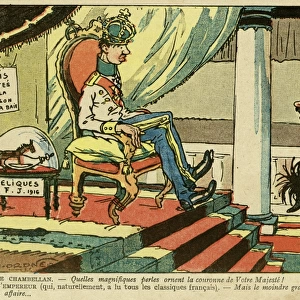 Cartoon, Charles I and the chamberlain, WW1