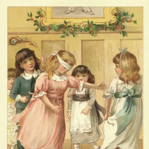 Blind Man's Buff Print of Children at Christmas Party Blind Man's Buff Print of Children at Christmas Party