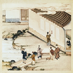 Chinese illustrationes on making paper (18th