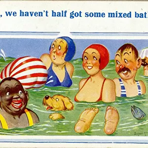 Comic postcard, Mixed bathing at the seaside