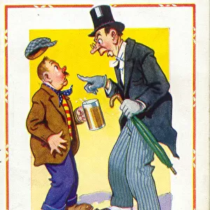 Comic postcard, Temperance argument for water, not beer Date: 20th century