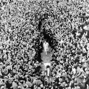 Compton and Edrich leave the Oval pitch, 1953