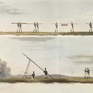 The conveyance and firing of Congreve rockets by infantrymen Date: 1827