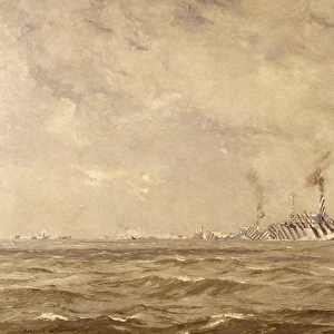 Convoy of dazzled ships, English Channel, WW1