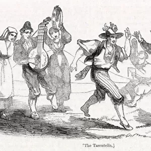 Country people dancing the Tarantella, Italy