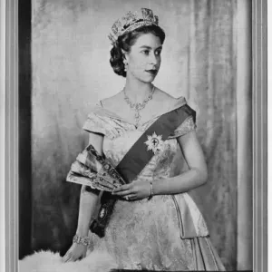 Official Coronation Portrait Print, 1953 Official Coronation Portrait Print, 1953