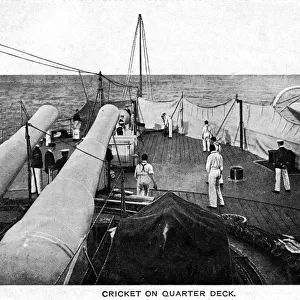 Cricket on the Quarter Deck of a British Battleship