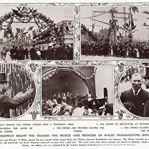 Crowds of spectators came to see Prince and Princess of Wales (later George V and Mary of Teck) open the new Rotherhithe Tunnel, between Rotherhithe and Stepney. Date: 12th June 1908