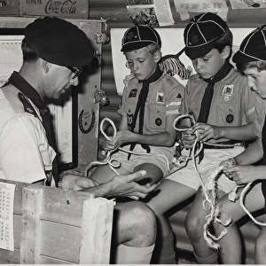 Cub Scouts of Episkopi pack tying knots, Cyprus