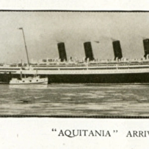 The Cunard Liner RMS Aquitania arriving in New York, USA