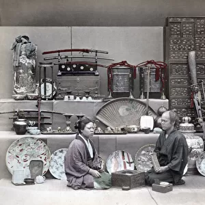 Curio shop, armour, porcelain, Japan, c. 1880 s