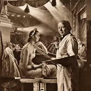 Dame Laura Knight working on a painting of the Palladium