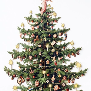 Decorated Christmas tree with toys below