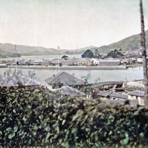 Dejima, the foreign settlement in Nagasaki, Japan, circa 188