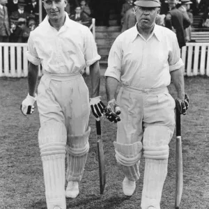 Denis Compton and Patsy Hendren at The Oval, London Print 1936 Denis Compton and Patsy Hendren at The Oval, London Print 1936