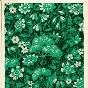 Design for Dress silkor print with green flowers