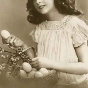 A Pretty Girl Offering Easter Eggs Print A Pretty Girl Offering Easter Eggs Print