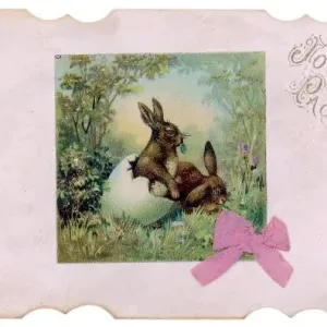 Easter Bunnies Hatching from Eggs Print Easter Bunnies Hatching from Eggs Print